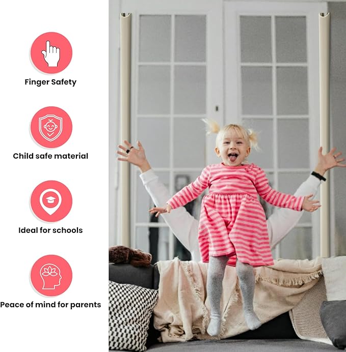 Fingersafe Commercial Door Finger Pinch Guard | Premium Pull-Side Door Hinge Stopper | Finger Pinch Door Guard for Kids and Adults Saftey | Baby Finger Pinch Protector for Doors - (Brown, 95")