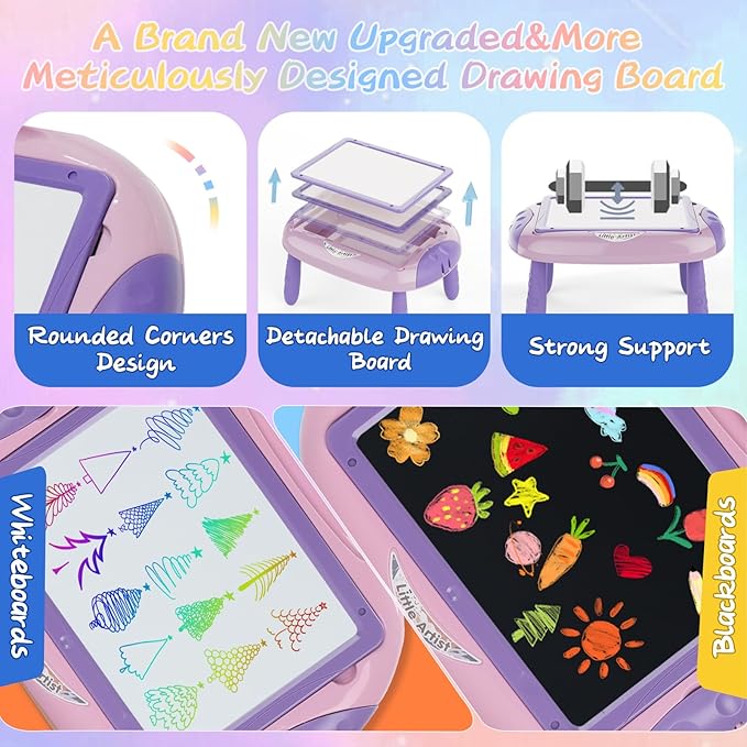 Gifts for 1-2 Year Old Girls,Toddlers Toys with Magnetic Letters and Numbers, Art Easel for Kids 1 2 Year Old, Girl Birthday Christmas Gifts (Purple)