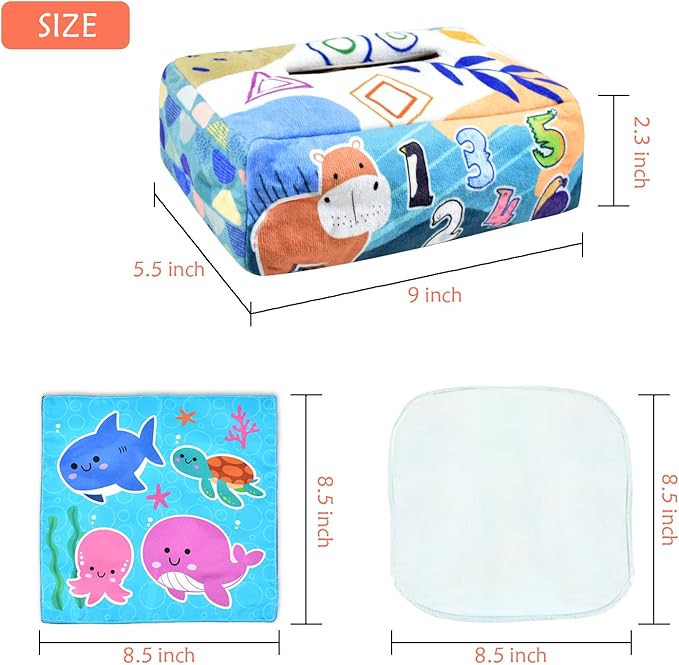 Baby Toys 6-12 Months Tissue Toy Montessori Toy for Babies 6-12 18 Months, Soft Contrast Crinkle Sensory Toys for Toddlers