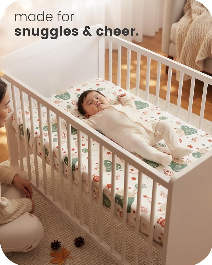 Baby Crib Sheets for Boys Girls, Fitted Crib Sheet 2 Pack for Standard Crib and Toddler Mattress, Super Soft Baby Sheet