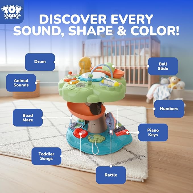 TOY Life Montessori Musical Toy for 1 Year Old Boy Gift, Musical Busy Treehouse Toddlers Learning Toy for 1-2 Boys Girls, Baby Toys 12-18 Month, Educational Toddler Toys for Christmas Birthday Gifts