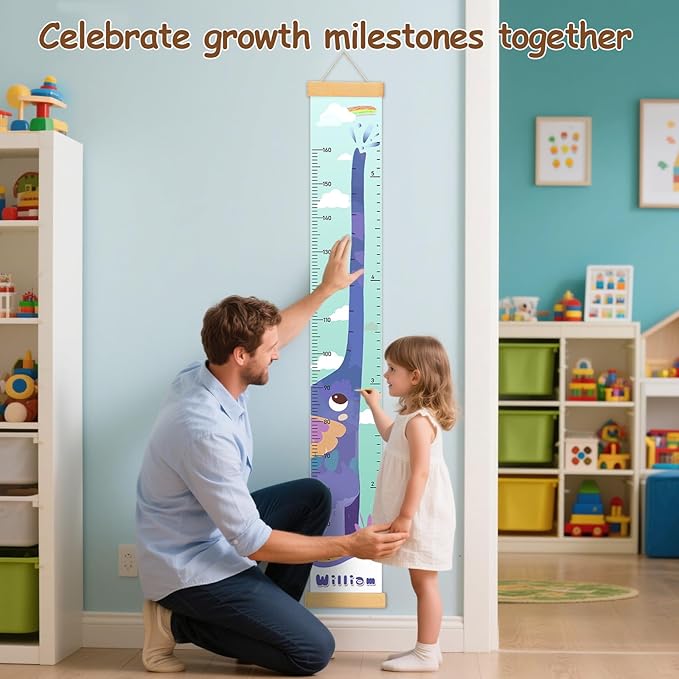 Personalized Painted Elephant Growth Chart for Wall Kids, Name Height Chart for Kids, for Nursery & Bedroom, Baby Shower Gift (59" x 7.8")