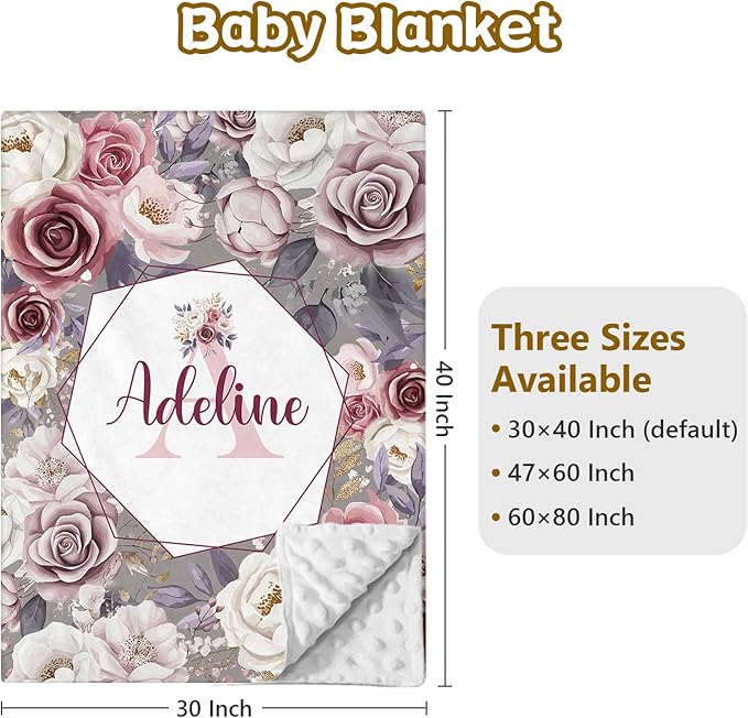 Personalized Baby Bedding - 5 Pcs Custom Name Bedding for Girls & Boys - Soft Toddler Crib Sets for Infant Customized Gifts, Rose