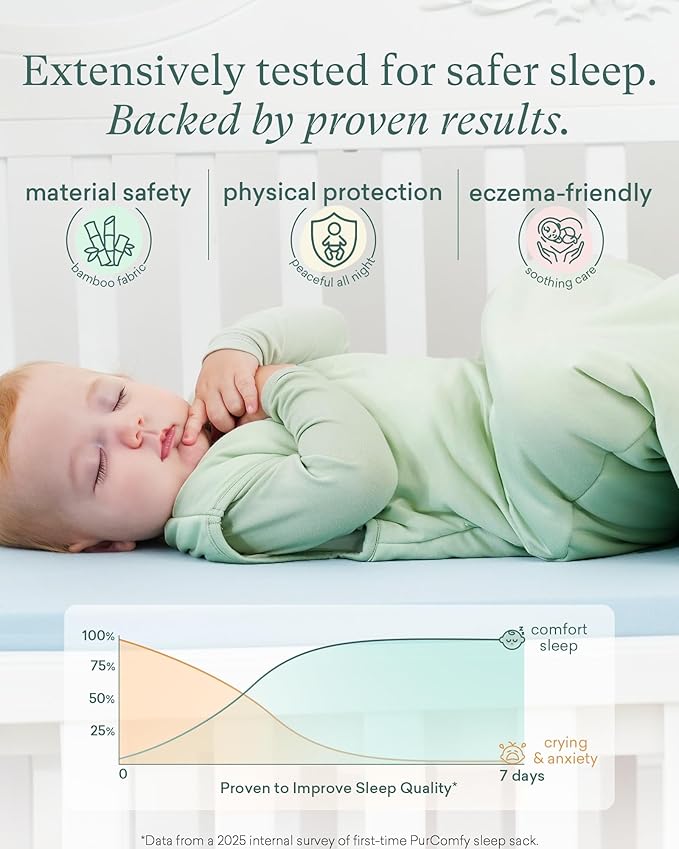 PurComfy Quilted Supersoft Sleep Sack, 2.5 TOG Premium Bamboo Viscose Warm Baby Sleeping Bag, Thick Babies Wearable Blanket