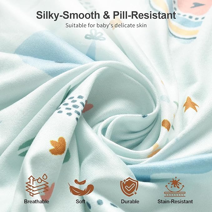 Baby Crib Sheets 2 Pack for Boys and Girls Fit for Standard Crib Toddler Mattress Breathable Soft Microfiber Baby Sheet 28x52x8 in (Dumbo & Green)