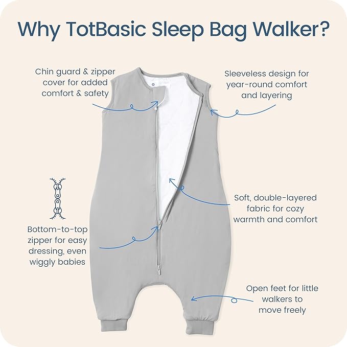 Toddler Sleep Sack with Feet, 1.0 TOG Baby Sleeping Bag with Legs, Oversized Wearable Blanket for 2T, 3T, 4T Walkers