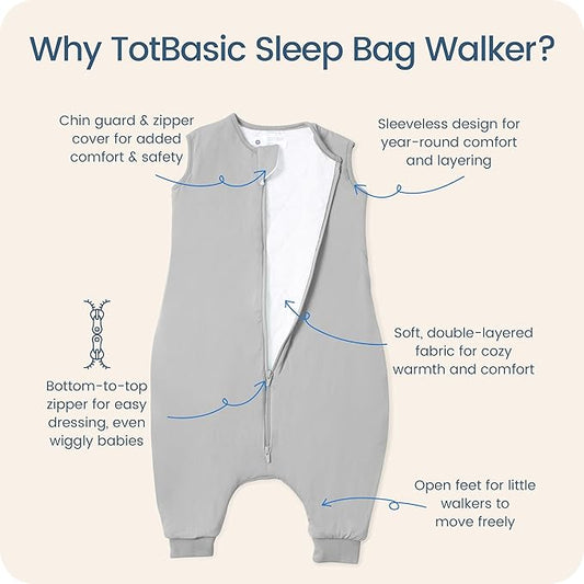 Toddler Sleep Sack with Feet, 1.0 TOG Baby Sleeping Bag with Legs, Oversized Wearable Blanket for 2T, 3T, 4T Walkers