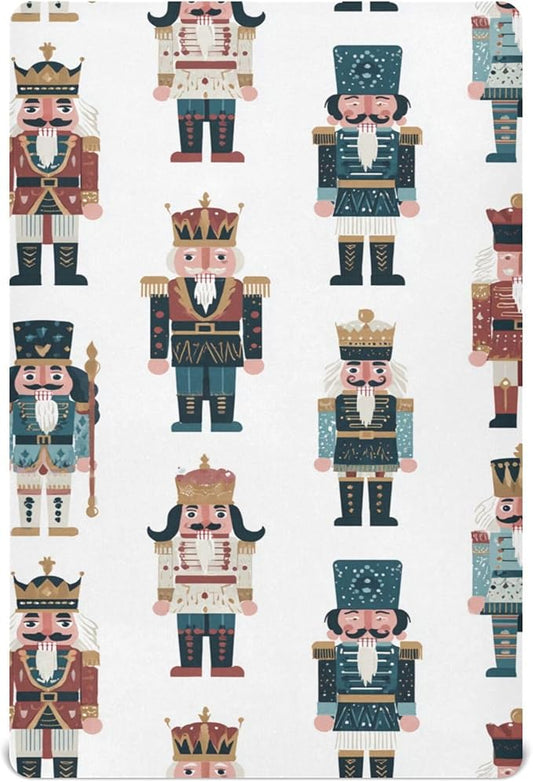 Christmas Nutcrackers White Crib Sheets Soft Breathable Fitted Baby Crib Sheets Mattress Cover for Girls Boys, 52" x 28" x 9"
