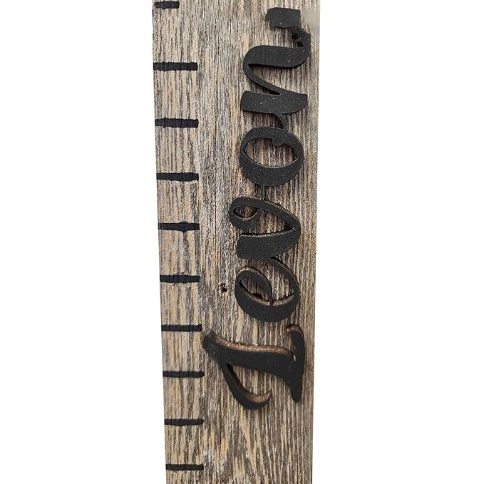 Rockin' Wood Custom Name Growth Chart Reclaimed Vintage Wood Naturally Weathered Hand Painted Kids Toddler Children Ruler Style Growth Measurement Chart No Vinyl Weathered Grey Narrow