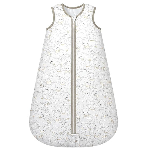 Mosebears Sleep Sack Baby Winter Wearable Blanket with 2-Way Zipper,2.5 TOG Cotton Sleep Sack Unisex (Rabbit Cat, 0-6 Months)
