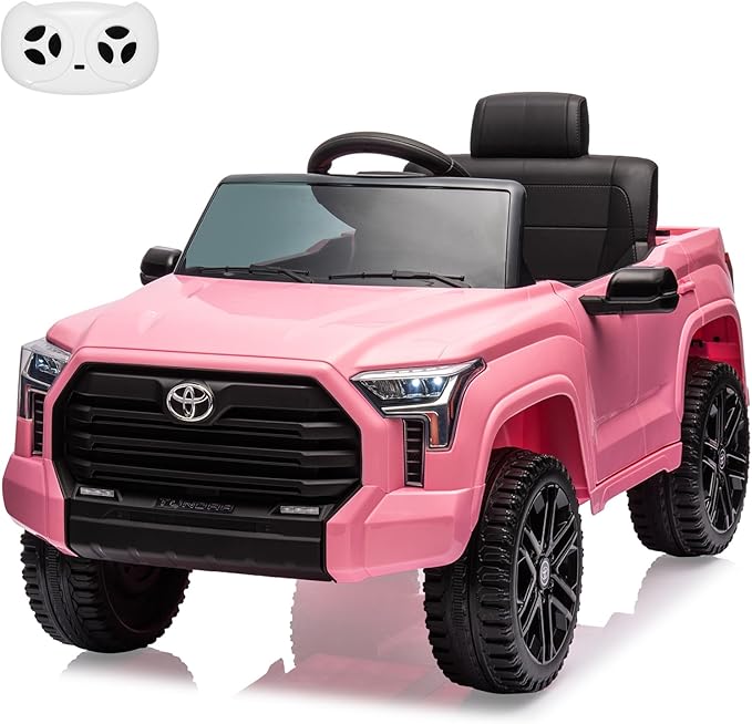 12V Licensed Toyota Ride on Car for Kids, Electric Toy Car with Parent Remote Control, MP3 Player, LED Headlights & Lockable Door, Battery Powered Vehicle for Toddlers, Pink