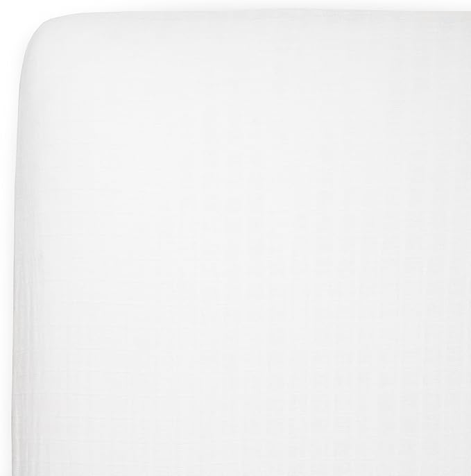 Little Unicorn 100% Natural Organic Cotton Muslin Crib Sheets | Breathable, Naturally Soft Fabric (White)