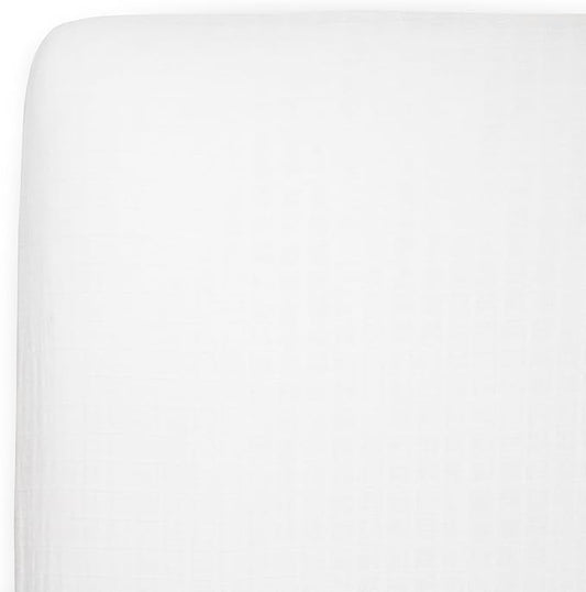 Little Unicorn 100% Natural Organic Cotton Muslin Crib Sheets | Breathable, Naturally Soft Fabric (White)