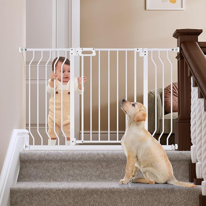 Mom's Choice-GROWNSY Baby Gate for Stairs, 30.5"-43" Pressure Mounted Pet Gate for Doorways-Auto Close Dog Gate for The House-Easy Installation & Walk Thru Wide Safety Gate