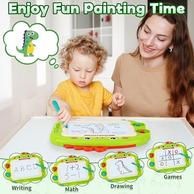 Magnetic Drawing Board for Toddlers 1-3 Years | Color Erasable Doodle Pad | Portable Travel Educational Learning Toy for Early Development | Birthday Christmas Gifts for Boys Girls 1 2 3 (Green)