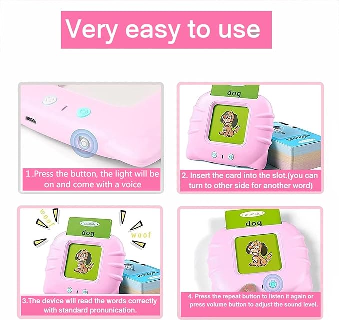 Talking Flash Cards,Kids Toddler Flash Cards with 224 Sight Words,Montessori Toys,Autism Sensory Toys,Speech Therapy,Learning Educational Gifts for Age 1+ Years Old Boys and Girls with A Dinsour Bag.