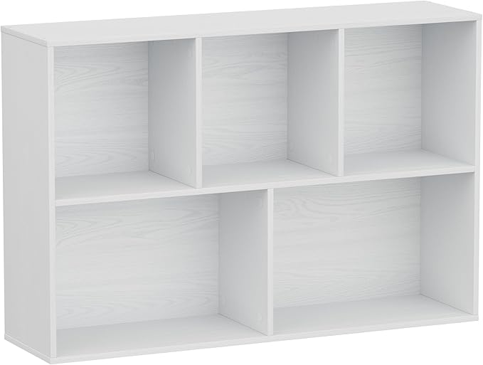 Jpiziso 5 Cube Storage Organizer, Wooden Cube Shelves with Closed Back Panel, Reversible Bookcase, Cubes Closet Organizer for Home, Living Room, Kids Room, Office, Bedroom, Study, Hallway