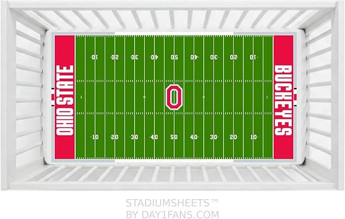 STADIUMSHEETS Day1Fans Officially-Licensed Fitted Crib Sheet (Ohio State Buckeyes)