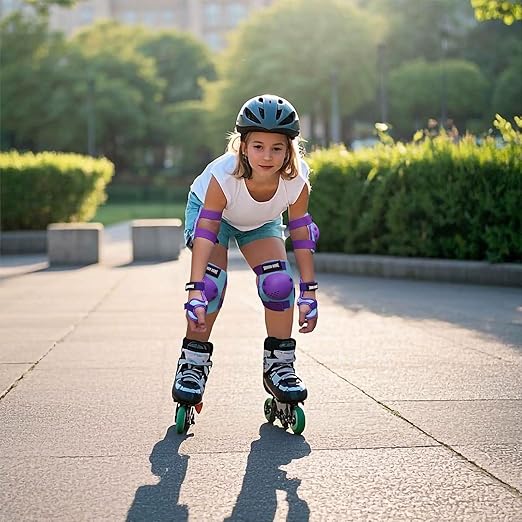 Kids/Youth Knee Pads Elbow Pads Wrist Guards 3 in1Protective Set, for 3-15 Years Child Roller Skates, Cycling, Inline Skating, Skateboard, BMX Bike, Balance Bike, Scooter Riding Sports