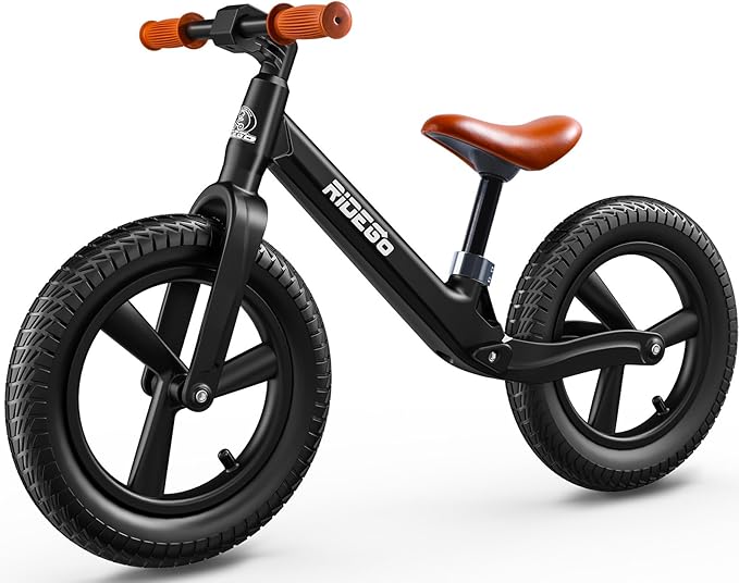 Ridego 14 Inch Balance Bike for Kids 3-6 Year Old,Lightweight Kids Bike with Adjustable Seat, Push Bicycle with Air Rubber Tires，Ride-on Toys Birthday Gift