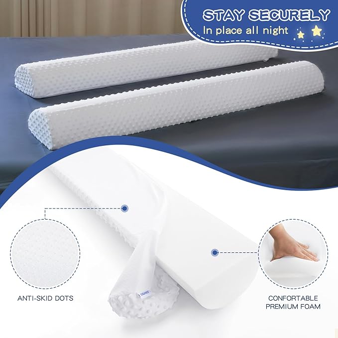 Bed Bumpers for Toddlers Foam Bed Rail for Toddlers 1 Pack Bed Rails Bumper for Queen, King, Twin, Full-Size Bed with Non-Slip Machine Washable Cover