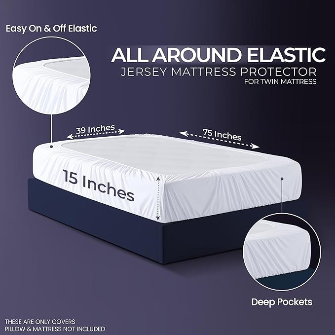 Utopia Bedding Waterproof Mattress Protector Set, Twin Sheet Set Deep Pocket Soft and Breathable, Includes 1 Fitted Style Mattress Cover and 1 Zippered Pillow Protector