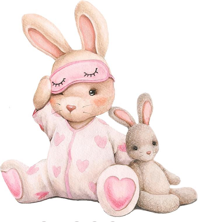 Pink Bunny Nursery Wall Decals-Baby Girl Room Rabbit Wall Decor, Animal Stickers for Kids Playroom, Toddler Bedroom and Nursery Decoration, Removable Vinyl Decals, Peel and Stick Easy to Apply.