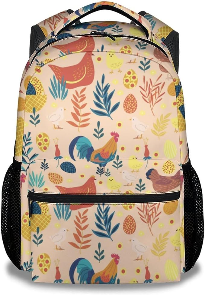 COOPASIA Chicken Backpack, 16 Inch Animal Theme Bookbag with Adjustable Straps, Durable, Lightweight, Large Capacity, School Backpack for Kids Girls Boys