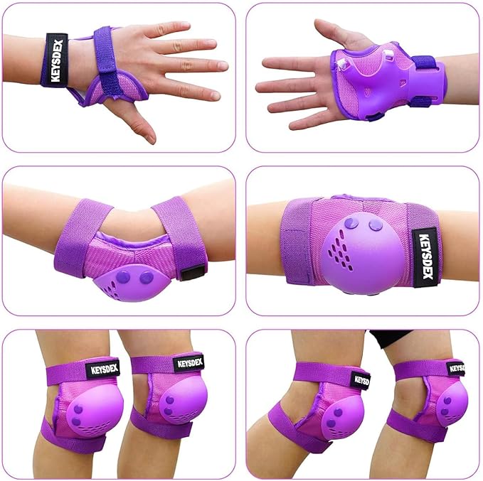 Kids/Youth Knee Pads Elbow Pads Wrist Guards Protective Gear Set for 3-15 Years, Child Roller Skates, Cycling, BMX Bike, Skateboard, Inline Skating, Scooter Riding and Outdoor Sports