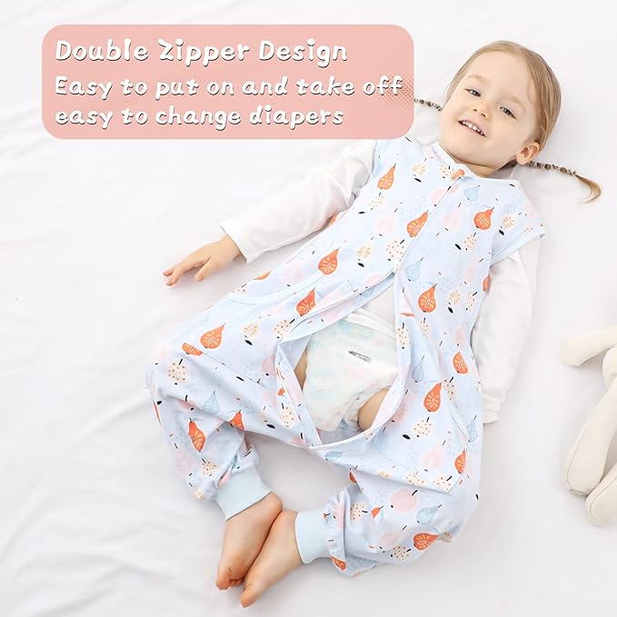 WONDAY Toddler Sleep Sack with Feet, 0.5 Tog Sleeping Sacks for Walking with Legs 12-18 Months 5T 7T
