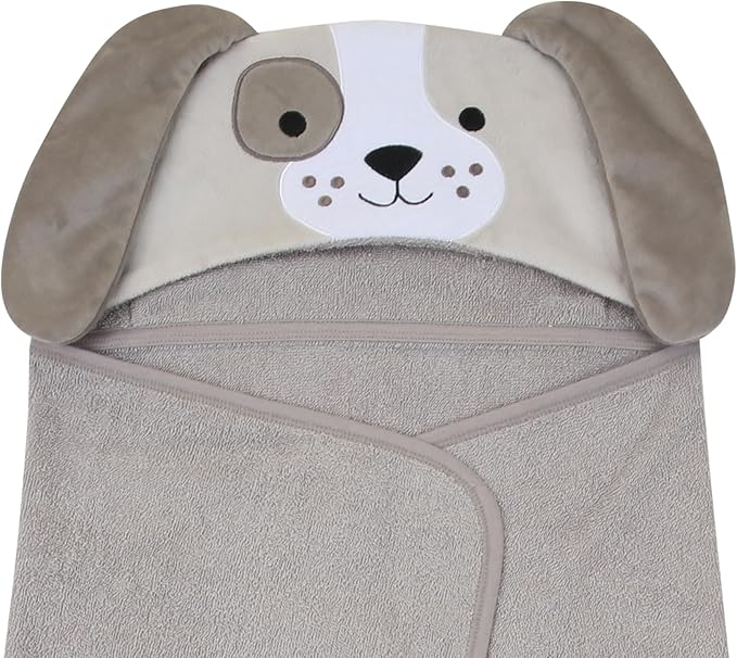 Lambs & Ivy Baby/Infant Luxury Cotton Terry Dog/Puppy Hooded Bath Towel