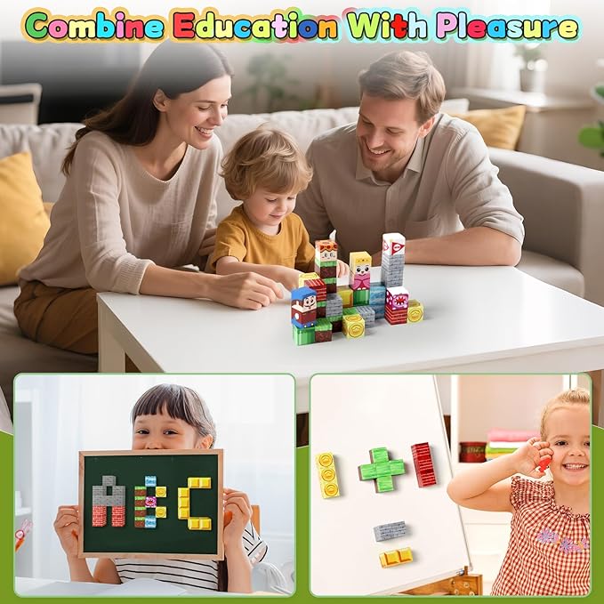 Magnetic Building Blocks for Kids Ages 3-8, STEM Magnetic Cubes Travel Toys with Iron Storage Box – Portable Sensory Learning for Toddlers, Fine Motor Skills Toy for Ages 3 4 5 6 7 8（Regular）