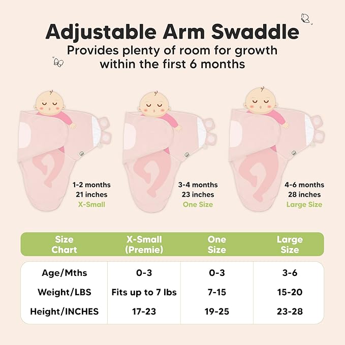 KeaBabies 3-Pack Organic Baby Swaddle Sleep Sacks - Swaddles for Newborns, Infant 0-3 Months, Baby Girls, Boys, Soft & Snug Newborn Sleep Sack, Nursery Swaddling Blankets (Abc Land Rose)