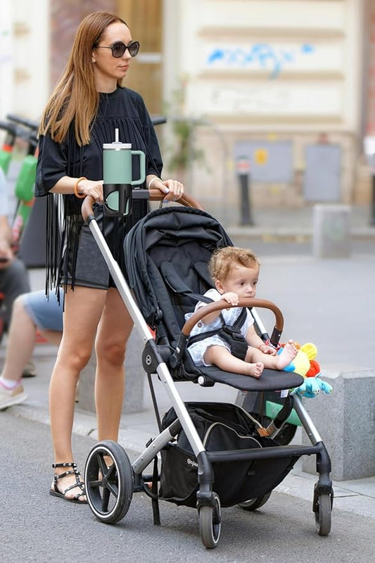 New Stroller Cup Holder for Stanley Quencher H2.0 (30 & 40 Oz. Models), Also Compatible with Stanley IceFlow (20 & 30 Oz. Models) - Transparent