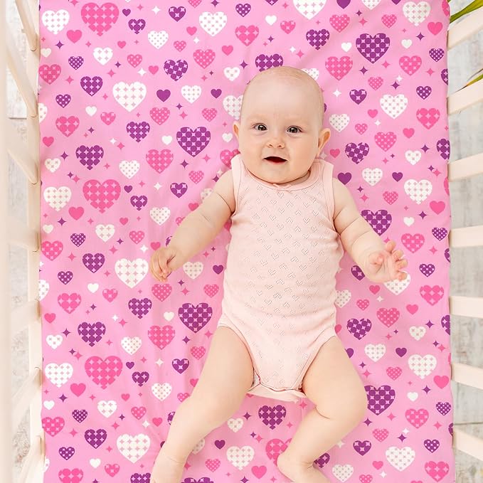 UOMNY Crib Sheet Heart Fitted Crib Sheets Baby Sheet for Standard Crib and Toddler Mattresses Nursery Bedding Sheet Crib Mattress Sheets for Boys and Girls 1 Pack Space Toddler Sheet