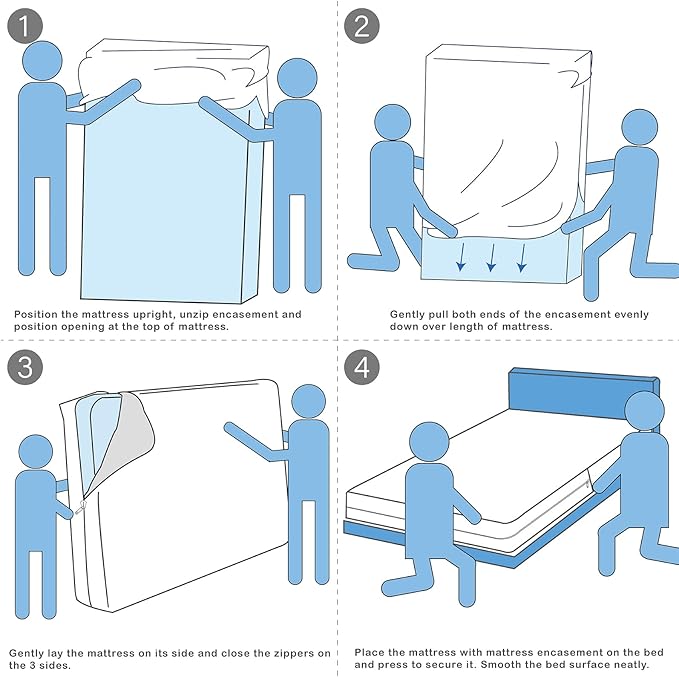 King Mattress Protector Cover【Sealed Zipper+Terry Cloth】 76"x 80" Fits [13/14/15/16 in] Deep, 6-Side Encases Waterproof Breathable Mattress Pad Cover