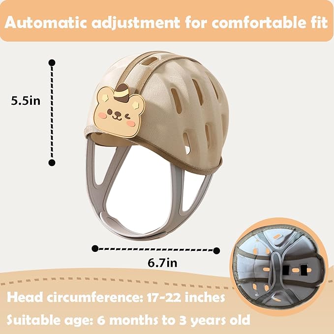Baby Helmet for Crawing Walking,Soft Infant Safety Helmet,Baby Helmet 1-2 Years for Anti-Fall Head Protector,Adjustable, Breathable