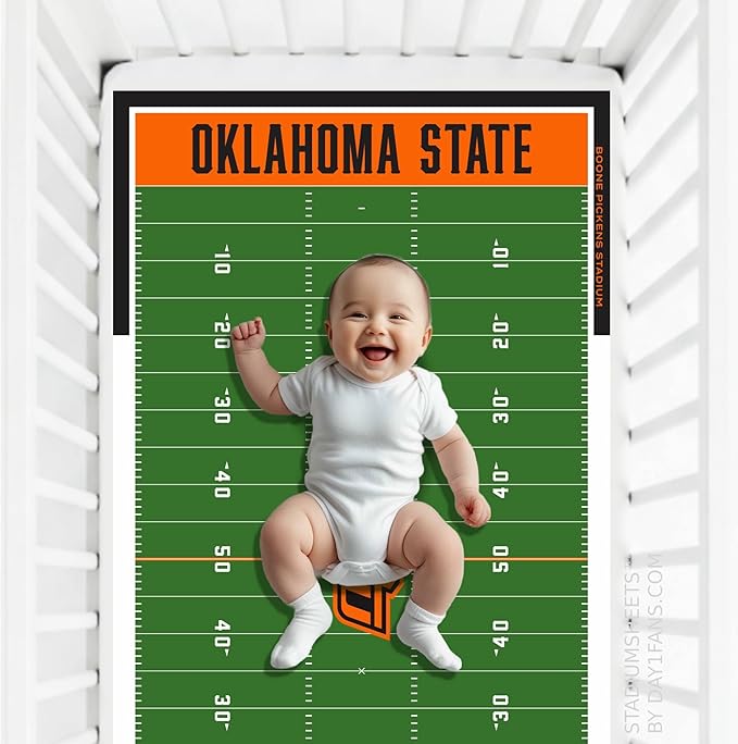 STADIUMSHEETS Day1Fans Officially-Licensed Fitted Crib Sheet (Oklahoma State Cowboys)