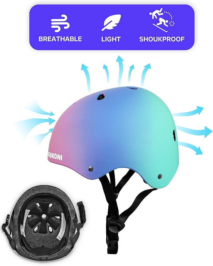 Kids Bike Helmet, Adjustable and Multi-Sport, from Toddler to Youth, 3 Sizes