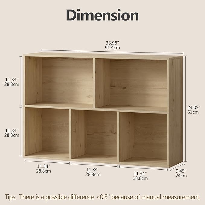 Jpiziso 5 Cube Storage Organizer Bookshelf, Closed Back Display Bookcase, Reversible Bookcase, Cubes Closet Organizer for Home, Living Room, Kids Room, Office, Bedroom, Study, Hallway