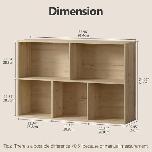 Jpiziso 5 Cube Storage Organizer Bookshelf, Closed Back Display Bookcase, Reversible Bookcase, Cubes Closet Organizer for Home, Living Room, Kids Room, Office, Bedroom, Study, Hallway