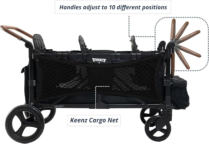 Keenz XC EVO Luxury Comfort Stroller Wagon | Foldable 6 Passenger with Adjustable Canopy |Black