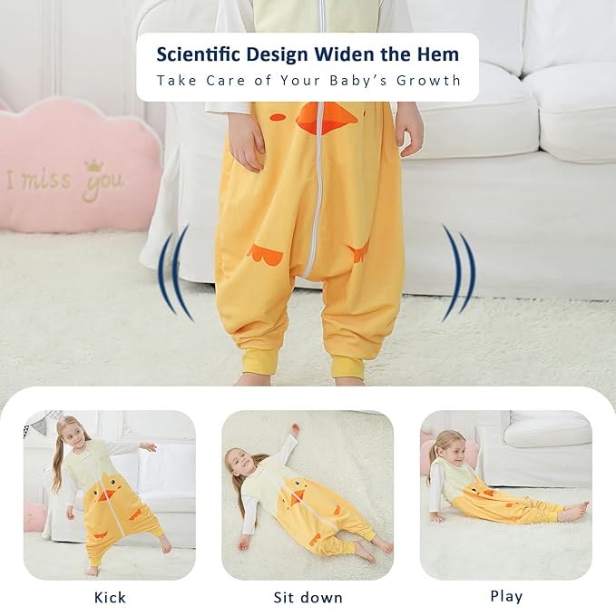MICHLEY Toddler Sleeping Sack with Feet Newborn Infant Sleeveless Sleeping Bag 2-way Zipper Baby Wearable Blanket for Walkers,Duck,3-5T