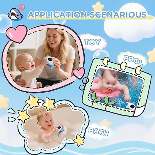 Baby Bath Thermometer Safety, Fahrenheit Instant Read Water Thermometer with LED Display Temperature Warning, Baby Bath Floating Toy for Infant, Newborn