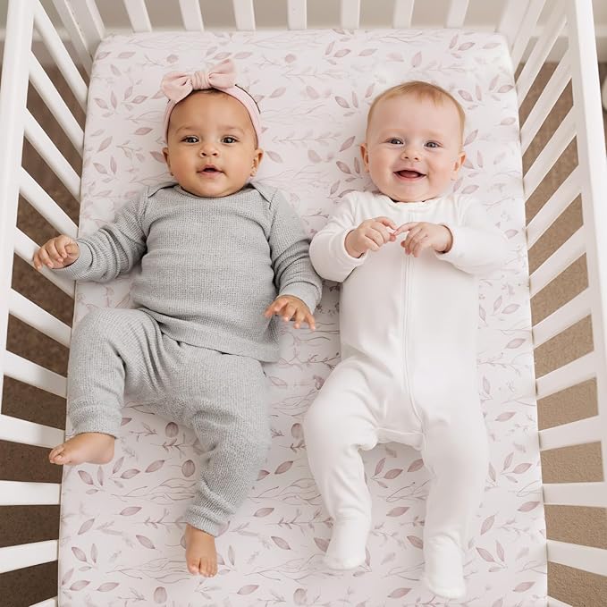 Graco Pack and Play Mattress Sheets Fitted, Mini Crib Sheets 2-Pack for Pack 'n Play Mattress, Stretchy Playard Sheets