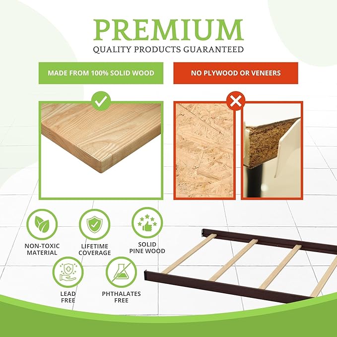 Full-Size Conversion Kit Bed Rails Compatible with Delta Children Convertible Cribs - Solid Wood Rail #0050 - Toddler and Adult Bed Rail for Full-Size Beds - Baby Furniture (Black Espresso - 907)