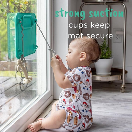 BUSY BABY Silicone Mat Bundle - 1 Original Mat Plus 1 Mini Mat, New Stronger Suction Cups, 6 Straps to Secure Baby Essentials and Keep Them Off The Floor, Baby Led Weaning, Wet Bag Included (Tan)
