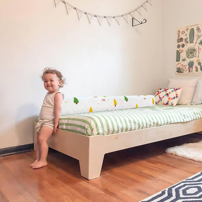 1-Pack Premium Foam Bed Bumpers for Toddler, Non-Slip Bed Rails for Toddlers for Twin, Queen, King Beds, Machine Washable Bumpers Cover for Easy Care（Size：52" x 7" x 5"）