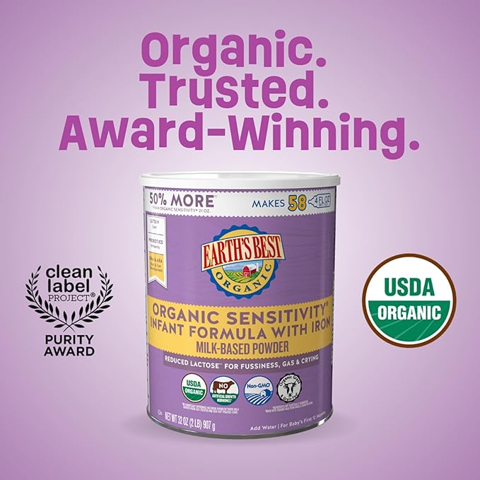 Earth's Best Organic Sensitivity Infant Formula with Iron, For Baby's First 12 Months, 32 oz (907 g)