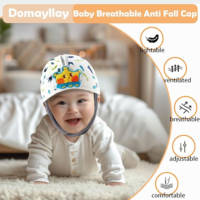 Baby Helmet for Crawing Walking,Soft Infant Safety Helmet,Baby Helmet 1-2 Years for Anti-Fall Head Protector,Adjustable, Breathable